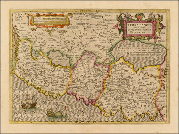 33-Holy Land Map By Jodocus Hondius