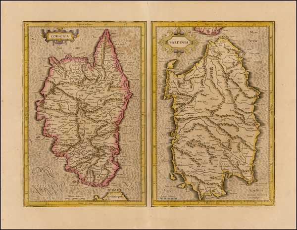 26-Corsica and Sardinia Map By  Gerard Mercator