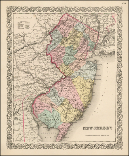 18-New Jersey Map By Joseph Hutchins Colton