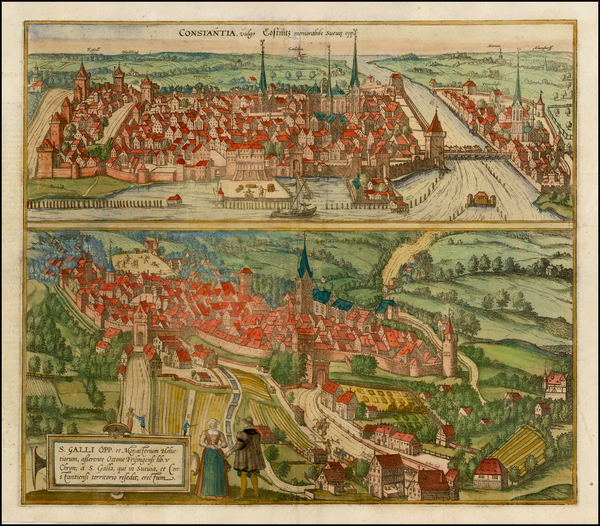 72-Switzerland and Germany Map By Georg Braun  &  Frans Hogenberg