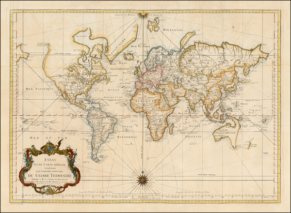 23-World, World, Australia and New Zealand Map By Jacques Nicolas Bellin