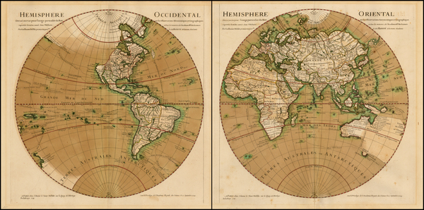 9-World, World, Eastern Hemisphere and Western Hemisphere Map By Guillaume De L'Isle