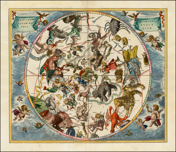 55-Celestial Maps Map By Andreas Cellarius