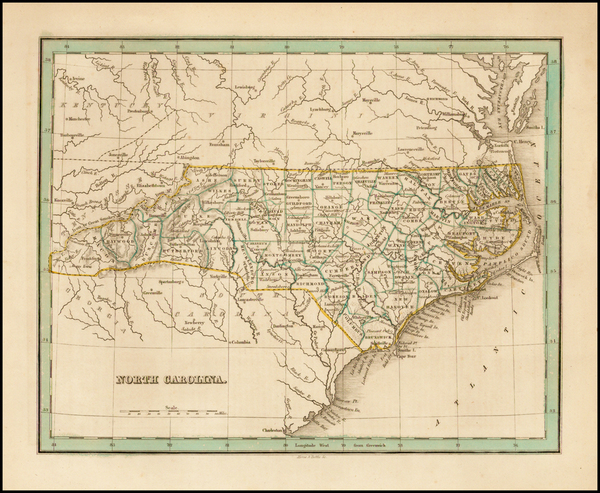 23-Southeast and North Carolina Map By Thomas Gamaliel Bradford