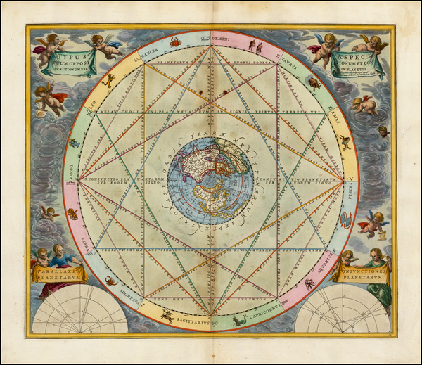 65-Northern Hemisphere, Polar Maps and Celestial Maps Map By Andreas Cellarius