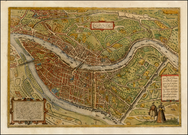 4-France Map By Georg Braun  &  Frans Hogenberg