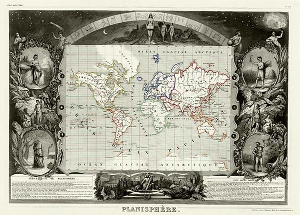 4-World and World Map By Victor Levasseur