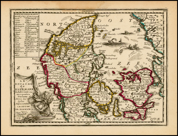 16-Denmark Map By Jacques Chiquet