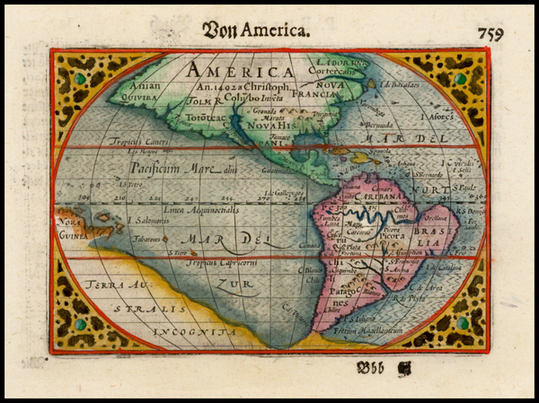 38-South America and America Map By Pieter Bertius