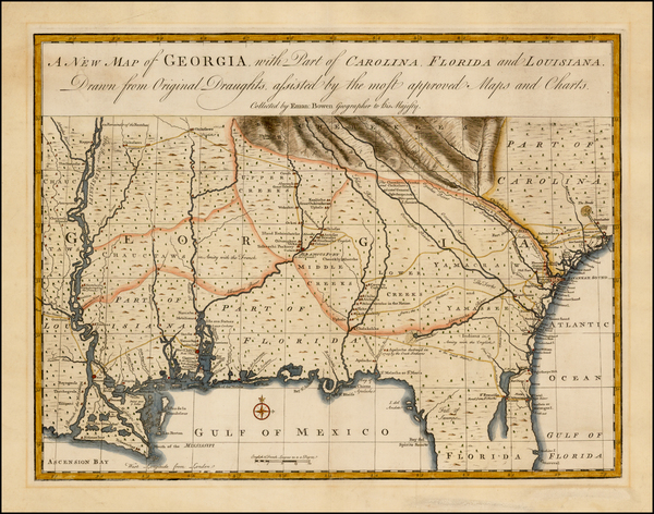 45-South and Southeast Map By Emanuel Bowen