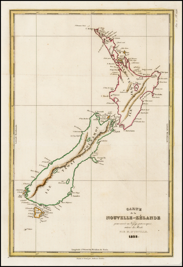 53-New Zealand Map By Jules Sebastian Cesar Dumont-D'Urville