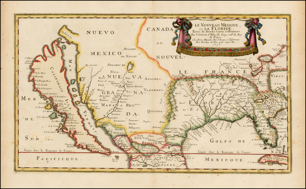 57-Florida, Southeast, Texas, Midwest, Southwest and California Map By Nicolas Sanson