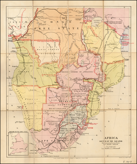 17-Africa, South Africa and East Africa Map By Edward Stanford