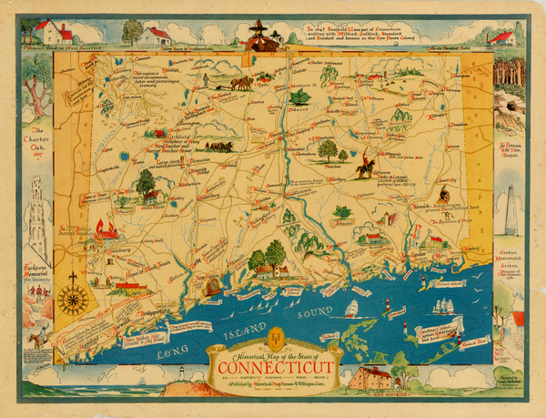 46-New England, Connecticut and Pictorial Maps Map By Leon L. des Rosiers