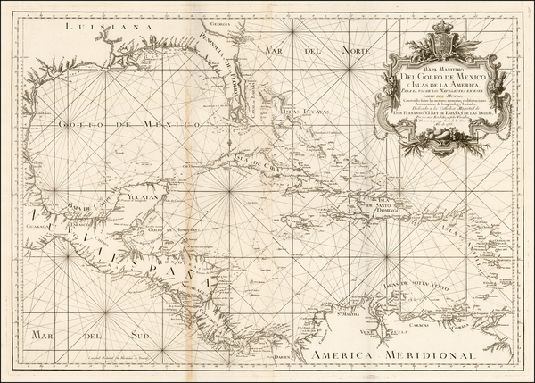 94-Florida, South, Southeast, Texas, Mexico, Caribbean and Central America Map By Tomás L&o