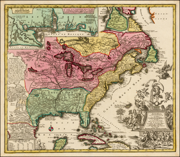 100-South, Southeast, Texas, Midwest and North America Map By Matthaus Seutter