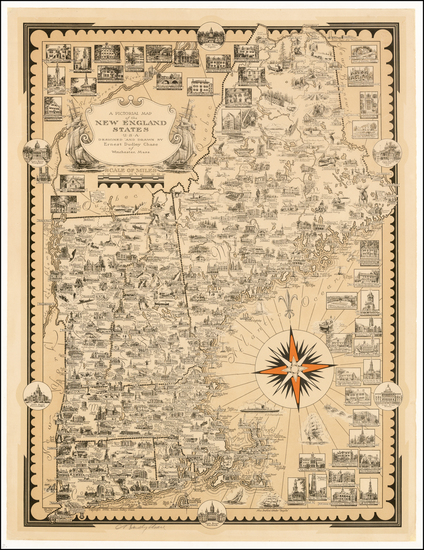 14-New England Map By Ernest Dudley Chase