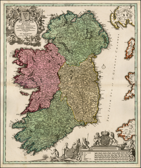 88-Ireland Map By Johann Baptist Homann