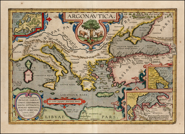 64-Turkey, Mediterranean, Turkey & Asia Minor and Greece Map By Abraham Ortelius
