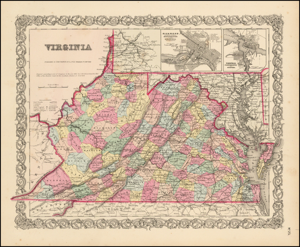 53-Mid-Atlantic and Southeast Map By Joseph Hutchins Colton