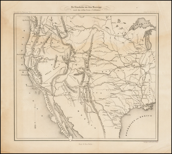 9-Texas, Plains, Southwest, Rocky Mountains and California Map By Ernst & Korn