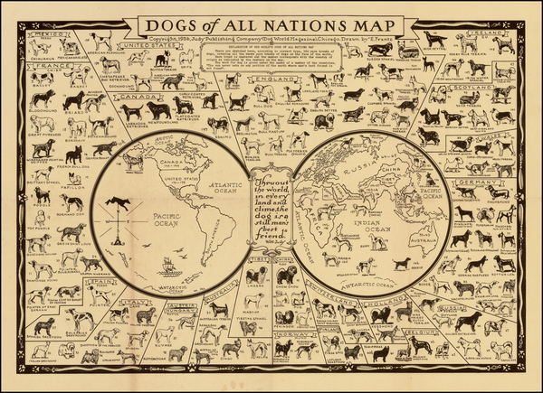 74-World, World, Comic & Anthropomorphic and Curiosities Map By E. Frantz