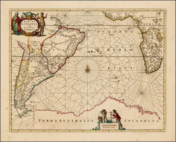 57-Polar Maps, Atlantic Ocean, South America, South Africa and West Africa Map By Jan Jansson