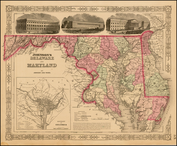 26-Mid-Atlantic, Maryland, Delaware and Southeast Map By Benjamin P Ward  &  Alvin Jewett John