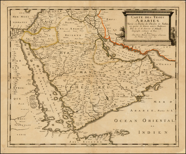75-Middle East and Arabian Peninsula Map By Pierre Mariette - Nicolas Sanson