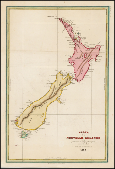 25-New Zealand Map By Jules Sebastian Cesar Dumont-D'Urville