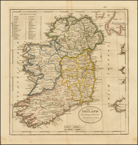 96-Ireland Map By Mathew Carey