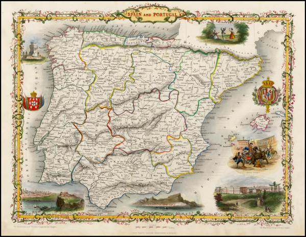 12-Spain and Portugal Map By John Tallis