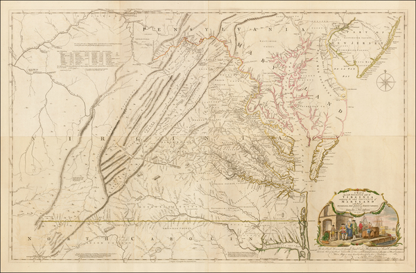 96-Mid-Atlantic and Southeast Map By Joshua Fry  &  Peter Jefferson