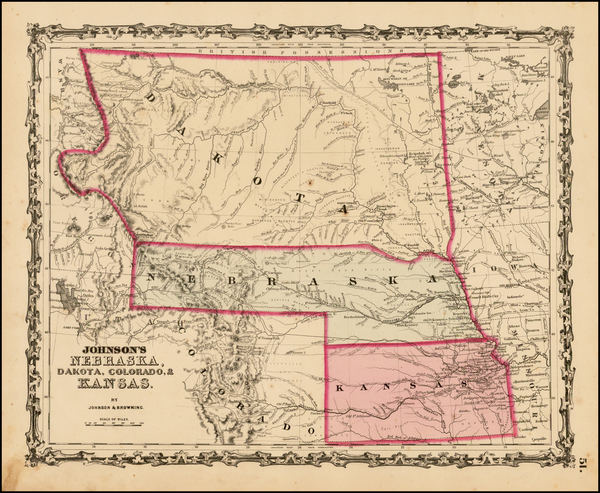 26-Plains and Rocky Mountains Map By Alvin Jewett Johnson  &  Ross C. Browning