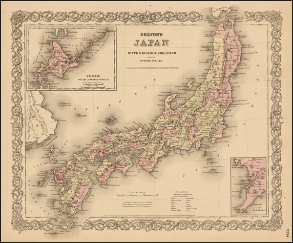 25-Japan Map By Joseph Hutchins Colton