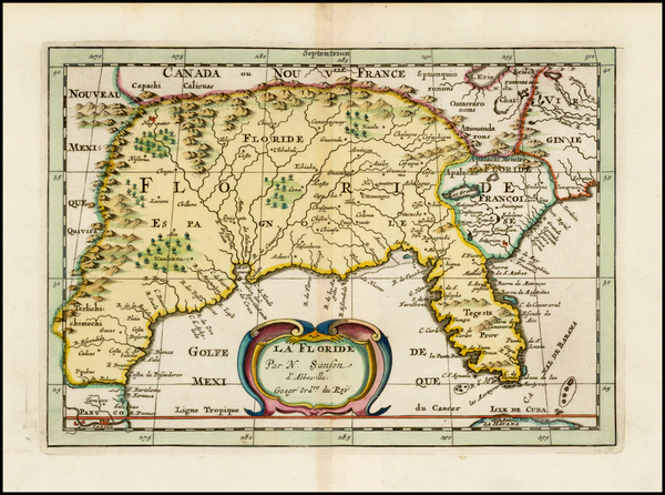 96-Florida, South and Southeast Map By Nicolas Sanson