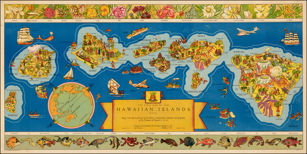 51-Hawaii and Hawaii Map By Hawaiian Pineapple Company