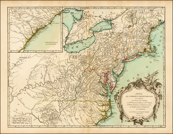 37-New England, Mid-Atlantic and Southeast Map By Didier Robert de Vaugondy