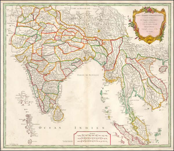 11-India, Malaysia and Thailand, Cambodia, Vietnam Map By Gilles Robert de Vaugondy