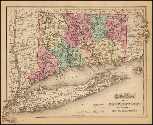 94-New England and Connecticut Map By O.W. Gray