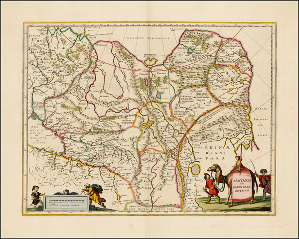 63-China, Central Asia & Caucasus and Russia in Asia Map By Willem Janszoon Blaeu