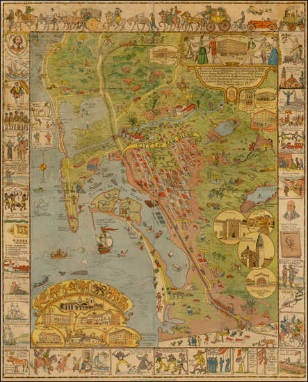 0-California and San Diego Map By Jo Mora