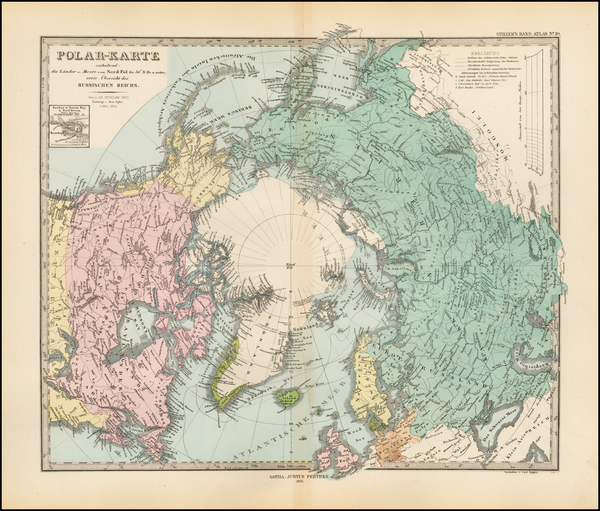 56-Northern Hemisphere and Polar Maps Map By Adolf Stieler