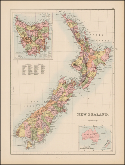 73-New Zealand Map By Adam & Charles Black