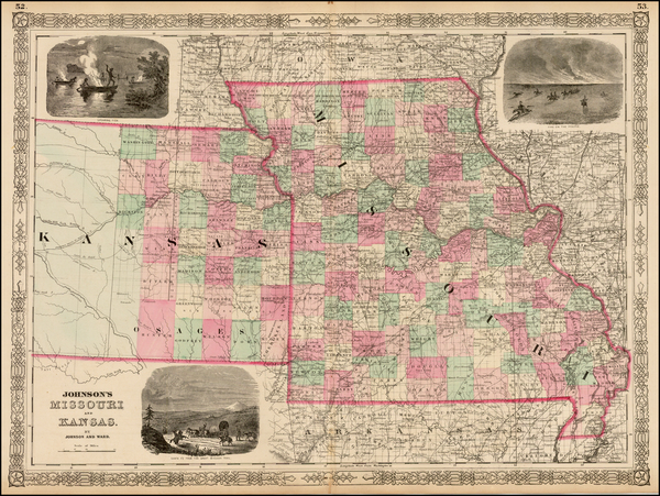 83-Midwest and Plains Map By Benjamin P Ward  &  Alvin Jewett Johnson