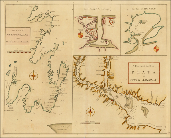 23-Caribbean, Central America, South America and Canada Map By John Senex / Edmond Halley / Nathan