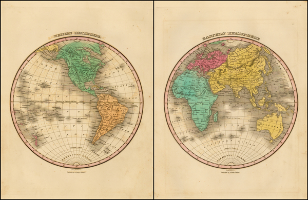 44-World, Eastern Hemisphere and Western Hemisphere Map By Anthony Finley