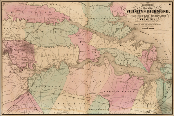 84-Mid-Atlantic and Southeast Map By Benjamin P Ward  &  Alvin Jewett Johnson