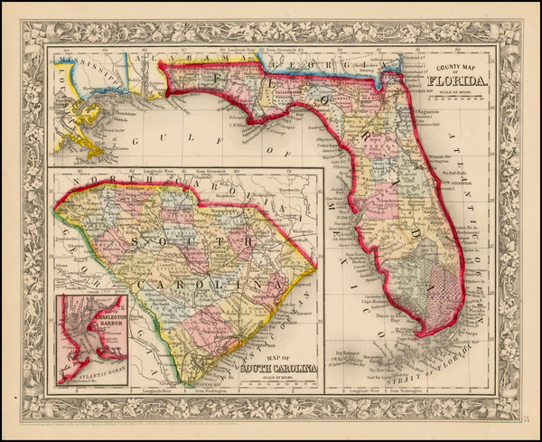 48-Florida Map By Samuel Augustus Mitchell Jr.