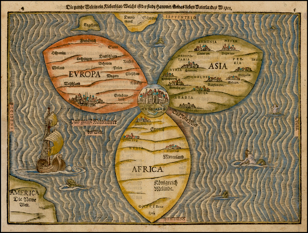 20-World, World, Holy Land and Curiosities Map By Heinrich Buenting